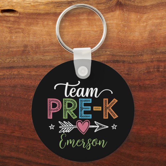 Personalized Name Team Pre-K PreSchool Teacher  Keychain (Front)
