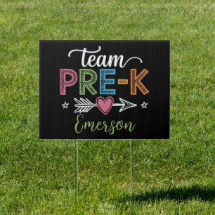 Personalized Name Team Pre-K PreSchool Teacher Sign