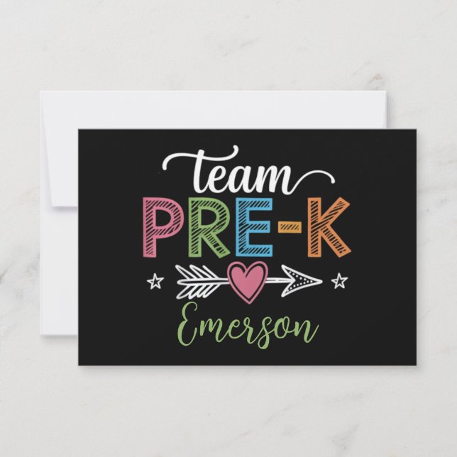 Personalized Name Team Pre-K PreSchool Teacher  Thank You Card (Front)