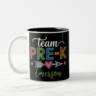 Personalized Name Team Pre-K PreSchool Teacher Two-Tone Coffee Mug