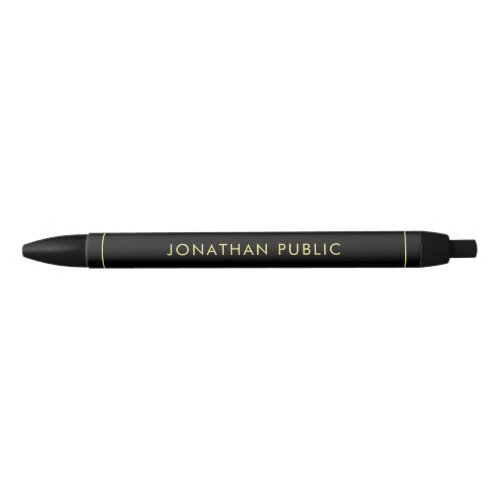 Personalized Name Template Elegant Black And Gold Black Ink Pen