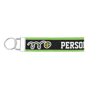 Personalized name tennis ball wrist strap keychain