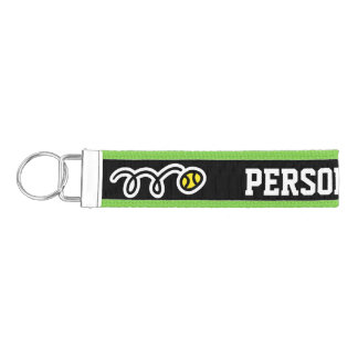 Personalized name tennis ball wrist strap keychain