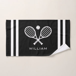 Personalized Name Tennis Black Stripes Hand Towel