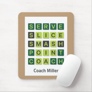Personalized Name Tennis Coach Wordle Style Mouse Pad