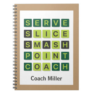 Personalized Name Tennis Coach Wordle Style Notebook