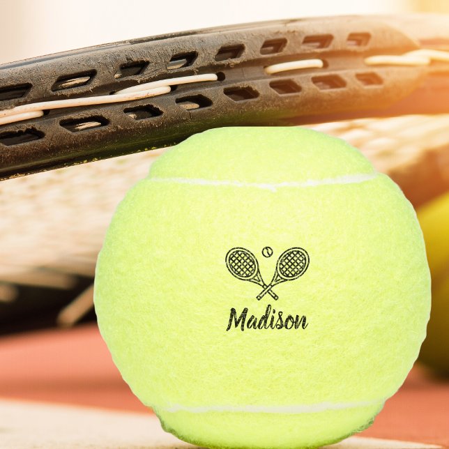 Personalized Name Tennis Player Monogrammed Balls (Score some aces on the court with your own monogrammed tennis balls. Team or single player gift.)