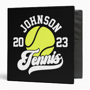 Personalized NAME Tennis Player Racket Ball Court 3 Ring Binder