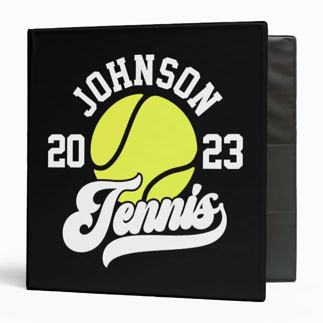Personalized NAME Tennis Player Racket Ball Court 3 Ring Binder (Front/Inside)