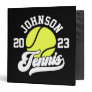 Personalized NAME Tennis Player Racket Ball Court 3 Ring Binder