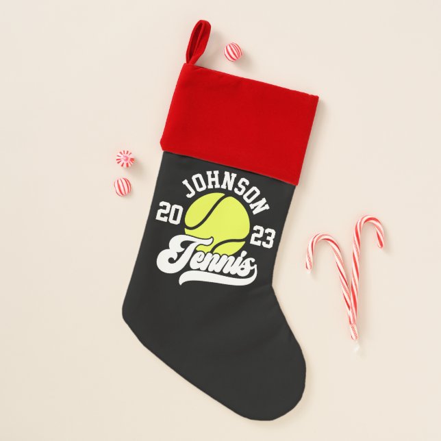 Personalized NAME Tennis Player Racket Ball Court Christmas Stocking (Front)