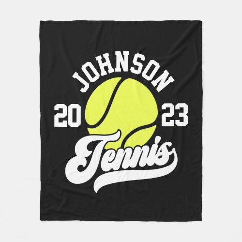 Personalized NAME Tennis Player Racket Ball Court Fleece Blanket