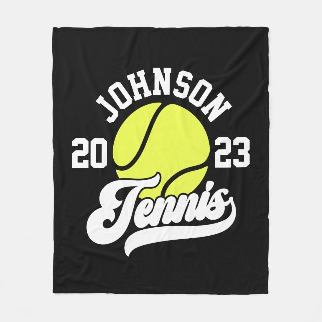 Personalized NAME Tennis Player Racket Ball Court Fleece Blanket (Front)