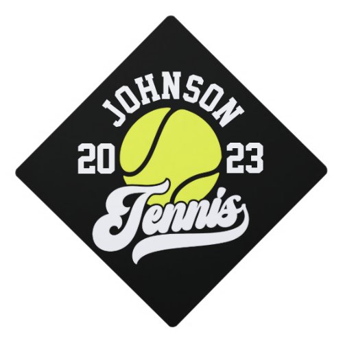 Personalized NAME Tennis Player Racket Ball Court Graduation Cap Topper