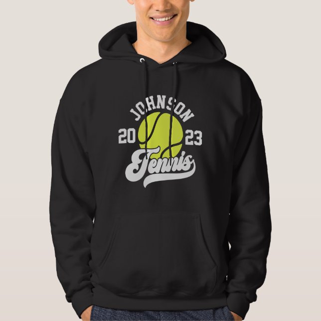 Personalized NAME Tennis Player Racket Ball Court Hoodie (Front)