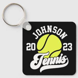 Personalized NAME Tennis Player Racket Ball Court Keychain