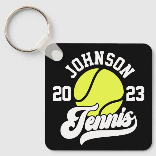 Personalized NAME Tennis Player Racket Ball Court Keychain