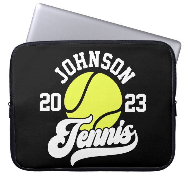 Personalized NAME Tennis Player Racket Ball Court Laptop Sleeve (Front)