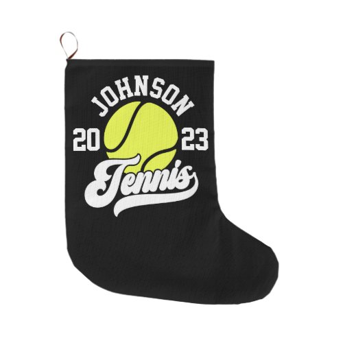 Personalized NAME Tennis Player Racket Ball Court Large Christmas Stocking