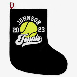 Personalized NAME Tennis Player Racket Ball Court Large Christmas Stocking