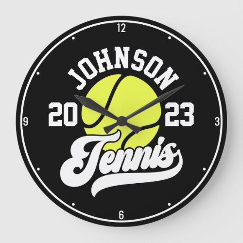 Personalized NAME Tennis Player Racket Ball Court Large Clock