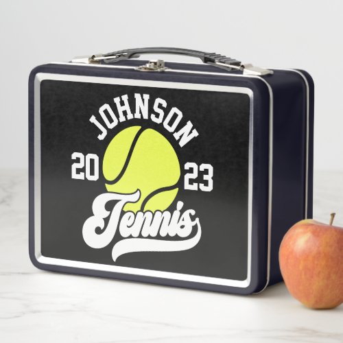Personalized NAME Tennis Player Racket Ball Court Metal Lunch Box