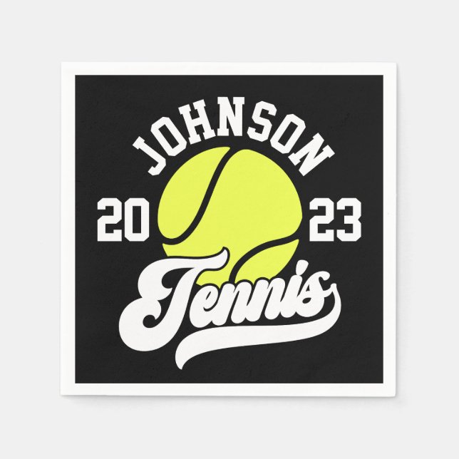 Personalized NAME Tennis Player Racket Ball Court Napkins (Front)