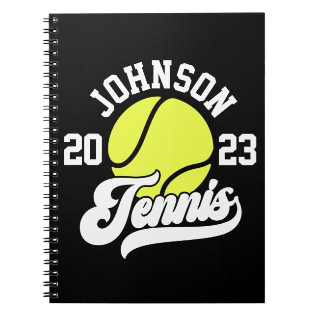 Personalized NAME Tennis Player Racket Ball Court Notebook (Front)