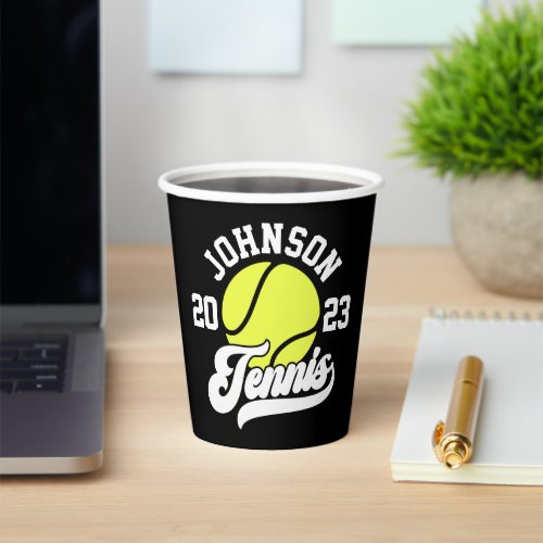 Personalized NAME Tennis Player Racket Ball Court Paper Cups