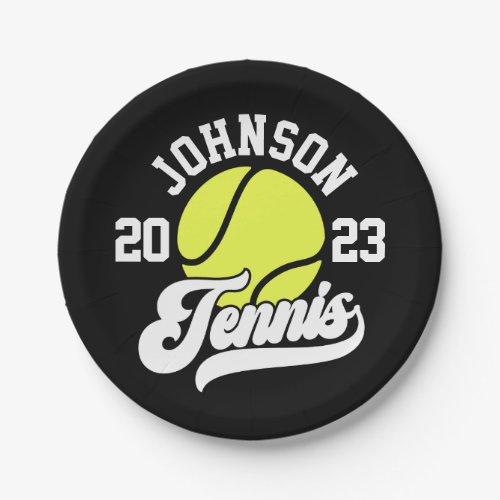 Personalized NAME Tennis Player Racket Ball Court Paper Plates