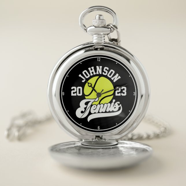 Personalized NAME Tennis Player Racket Ball Court Pocket Watch (Inside)