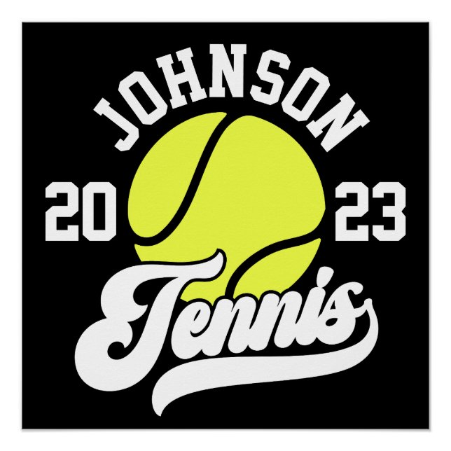 Personalized NAME Tennis Player Racket Ball Court Poster (Front)