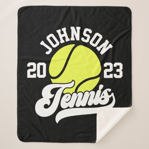 Personalized NAME Tennis Player Racket Ball Court Sherpa Blanket