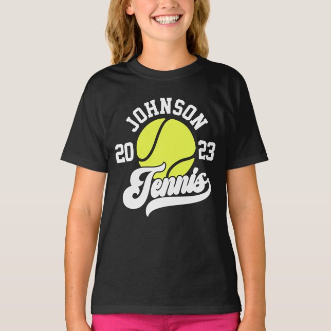 Personalized NAME Tennis Player Racket Ball Court T-Shirt (Front)
