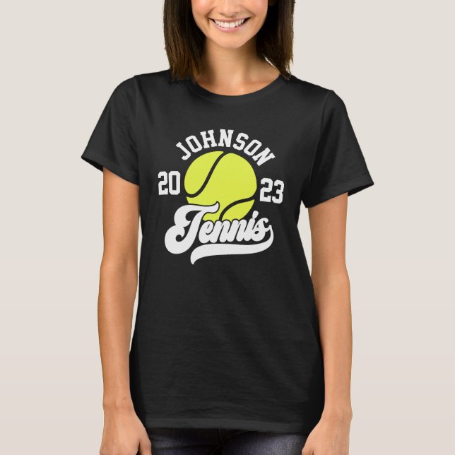 Personalized NAME Tennis Player Racket Ball Court T-Shirt (Front)