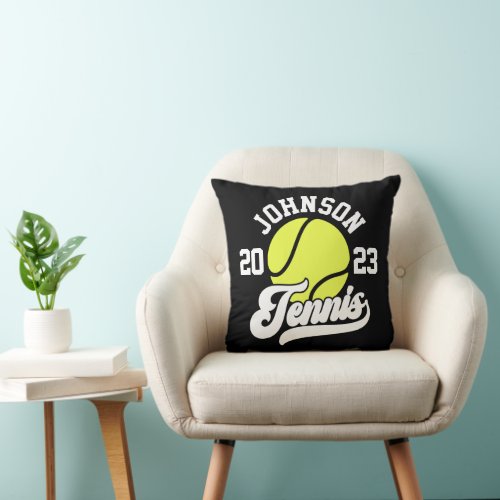 Personalized NAME Tennis Player Racket Ball Court Throw Pillow