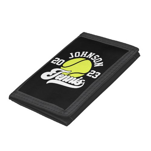 Personalized NAME Tennis Player Racket Ball Court Trifold Wallet
