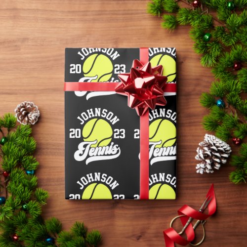 Personalized NAME Tennis Player Racket Ball Court Wrapping Paper