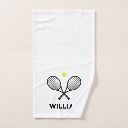 Personalized Name Tennis White Hand Towel