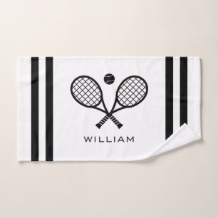 Personalized Name Tennis White Stripes Hand Towel
