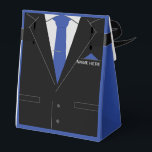 Personalized Name Text Black Suit Tie Gift Box<br><div class="desc">Personalized Elegant Black Suit with Blue Necktie MIGNED Design Your Gift Boxes - Add Your Name / Text with Customization tool ! Choose font / size / color ! Good Luck - Be Happy :)</div>
