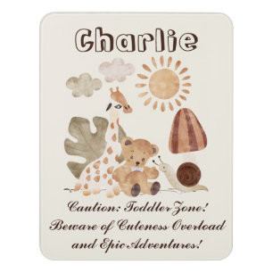 Personalized Name Text Boho Woodland Jungle Animal Door Sign