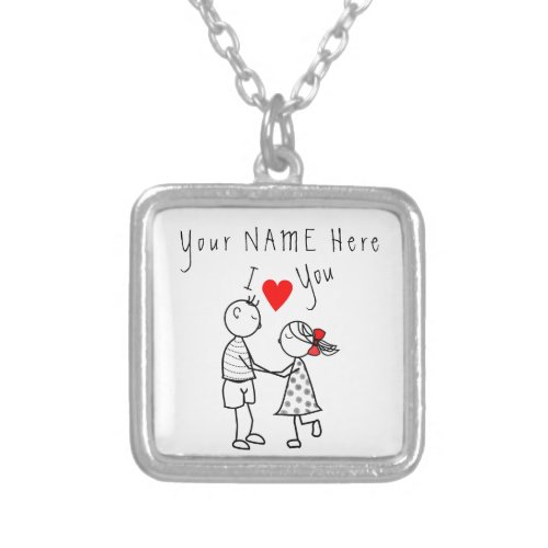 Personalized Name Text Necklace Gift Couple Love