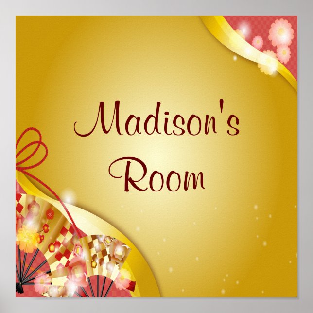 Personalized Name Text Pink Gold Floral Abstract Poster (Front)