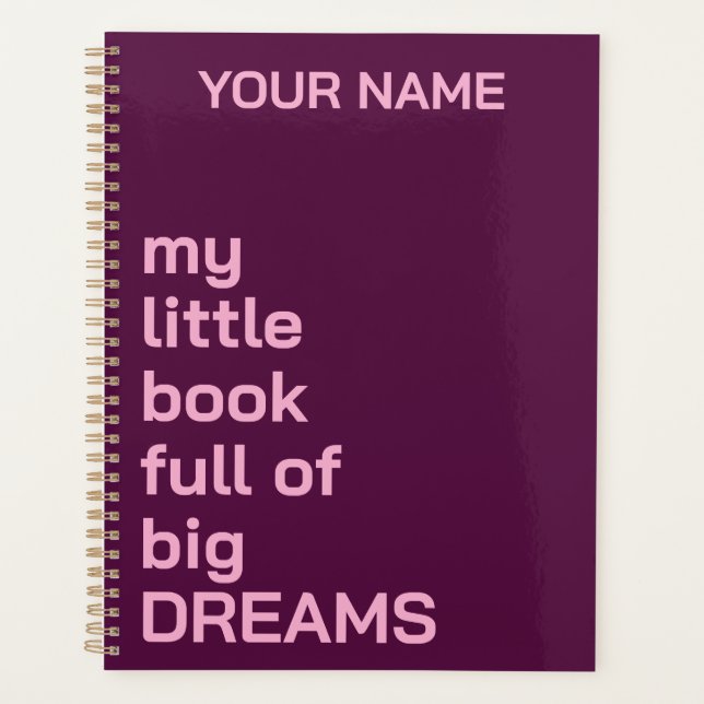 PERSONALIZED NAME TEXT SIMPLE STYLISH DAILY  PLANNER (Front)