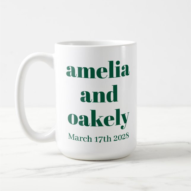 PERSONALIZED NAME & TEXT SIMPLE STYLISH WEDDING COFFEE MUG (Left)