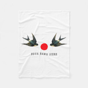 Personalized Name Text Swallow Japan Vintage T Shi Fleece Blanket