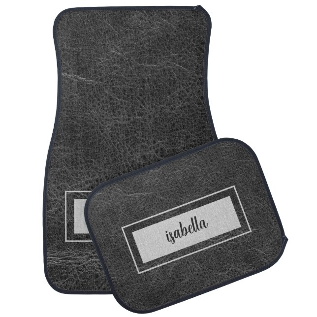 Personalized Name Textured Black Car Floor Mat (Set)