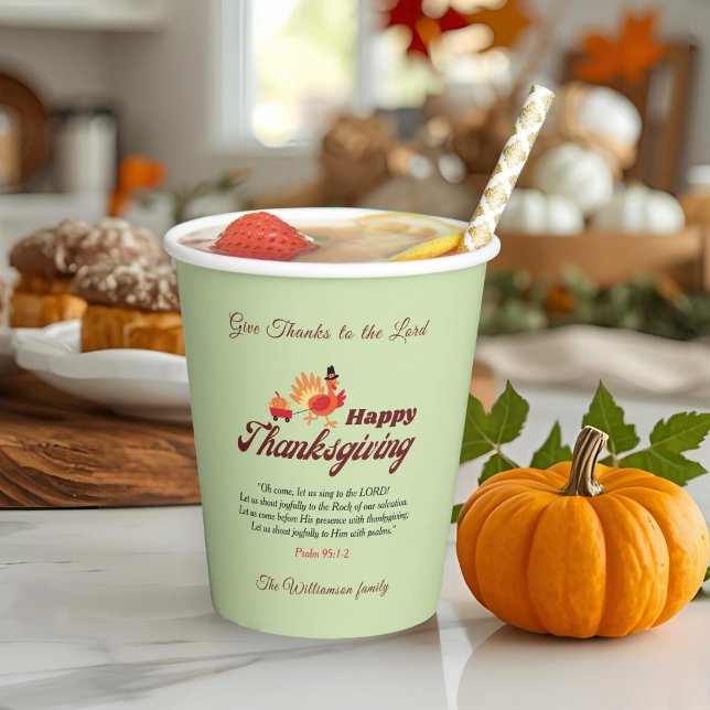 Personalized Name | Thanksgiving with Bible Verse  Paper Cups (Creator Uploaded)