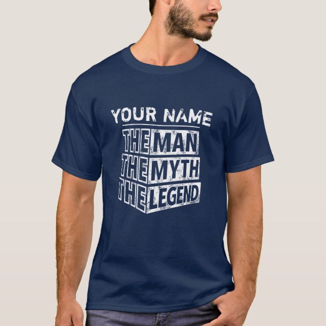 Personalized Name The Man The Myth The Legend Navy T-Shirt (Front)